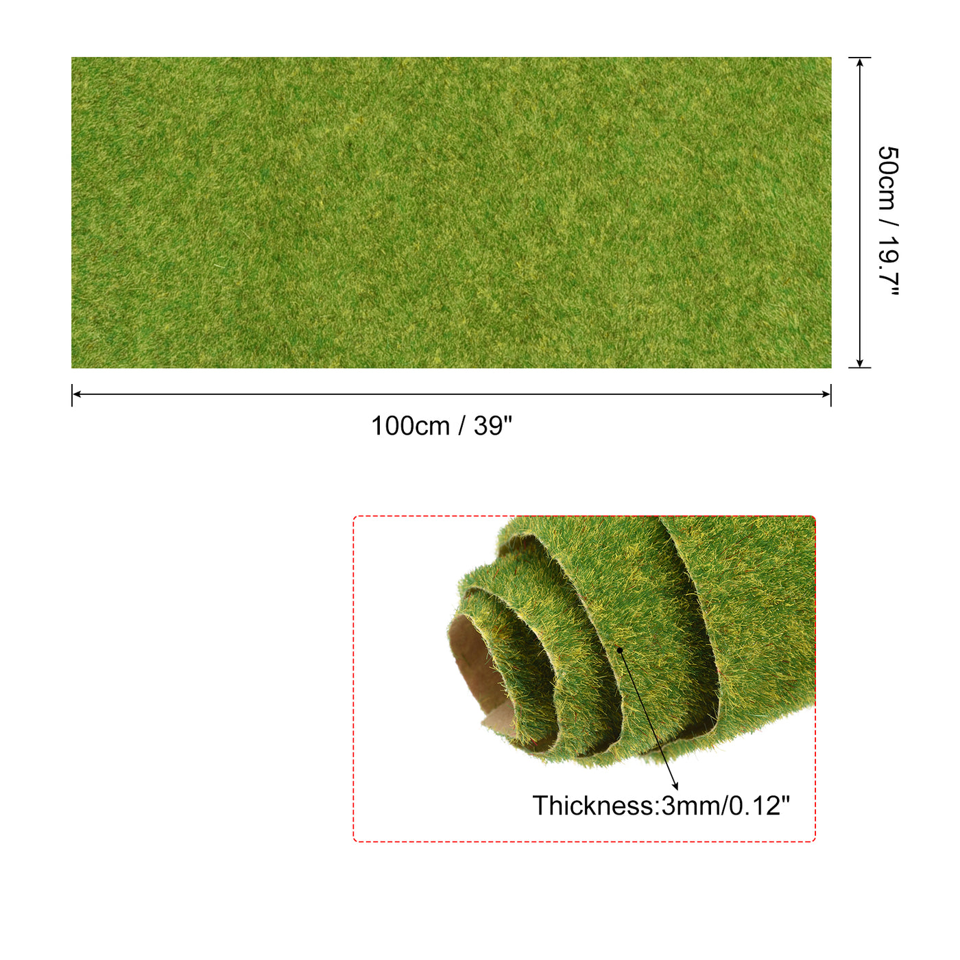 Harfington Artificial Model Grass Mat 19.7" x 39" Yellow Green Realistic Fake Turf for Garden Lawn Decoration Model