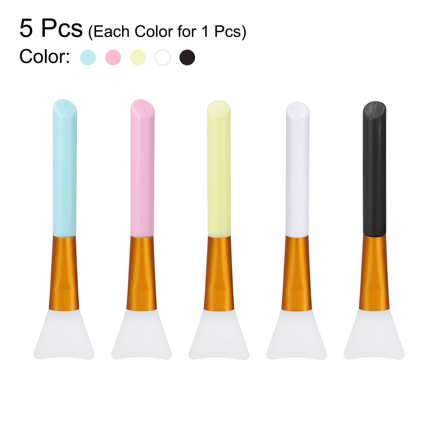 Harfington Silicone Epoxy Brushes Pink/Blue/White/Yellow/Black Applicator DIY Brush for Making Epoxy Tumbler, Pack of 5