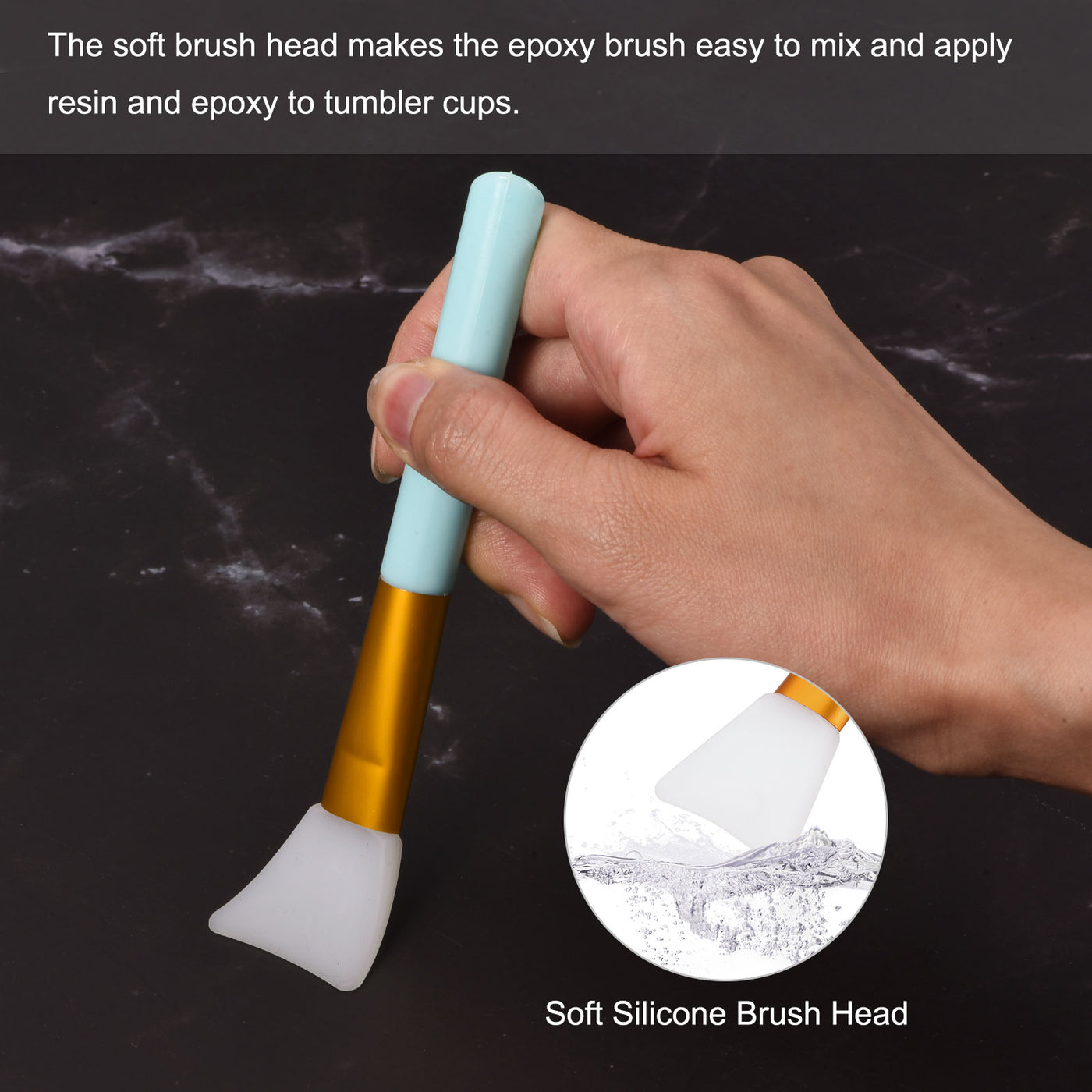 Harfington Silicone Epoxy Brushes Pink/Blue/White/Yellow/Black Applicator DIY Brush for Making Epoxy Tumbler, Pack of 10