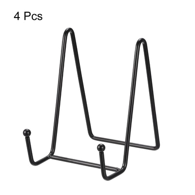 Harfington Uxcell 4pcs 4.3 Inch Plate Stands for Display, Iron Easel Holder Black for Decorative Picture Frame
