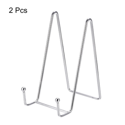 Harfington Uxcell 2pcs 6 Inch Plate Stands for Display, Iron Easel Holder Silver Tone for Decorative Picture Frame