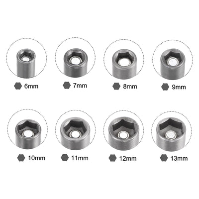 Harfington Uxcell 1/4" Quick-Change Hex Shank 6-13mm Magnetic Nut Driver Bit Set of 8 Piece, CR-V