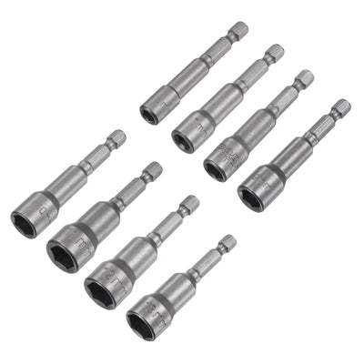 Harfington Uxcell 1/4" Quick-Change Hex Shank 6-13mm Magnetic Nut Driver Bit Set of 8 Piece, CR-V