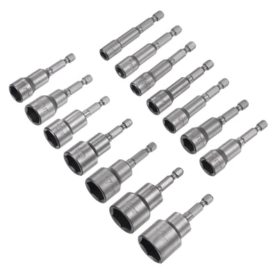 Harfington Uxcell 1/4" Quick-Change Hex Shank 6-19mm Magnetic Nut Driver Bit Set of 14 Piece, CR-V