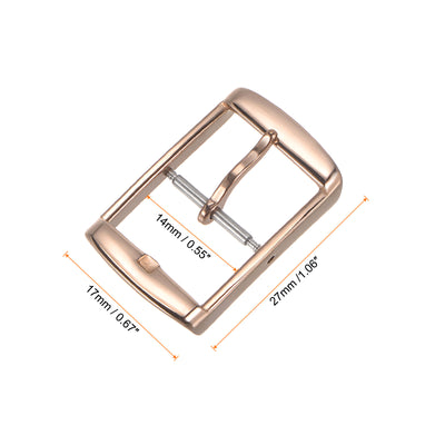 Harfington Uxcell Watch SUS304 Polished Flat Buckle, for 16mm Width Watch Bands, Rose Gold Tone