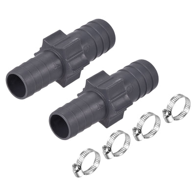 Harfington Barb Hose Fitting 20mm to 17mm Straight Coupler Quick Connector Adapter with 16-25mm Adjustable Clamps for Water Fuel Air Oil Gas, 2 Set