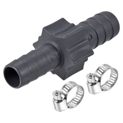 Harfington Barb Hose Fitting 14mm to 12mm Straight Coupler Quick Connector Adapter with 9-16mm Adjustable Clamps for Water Fuel Air Oil Gas, 1 Set