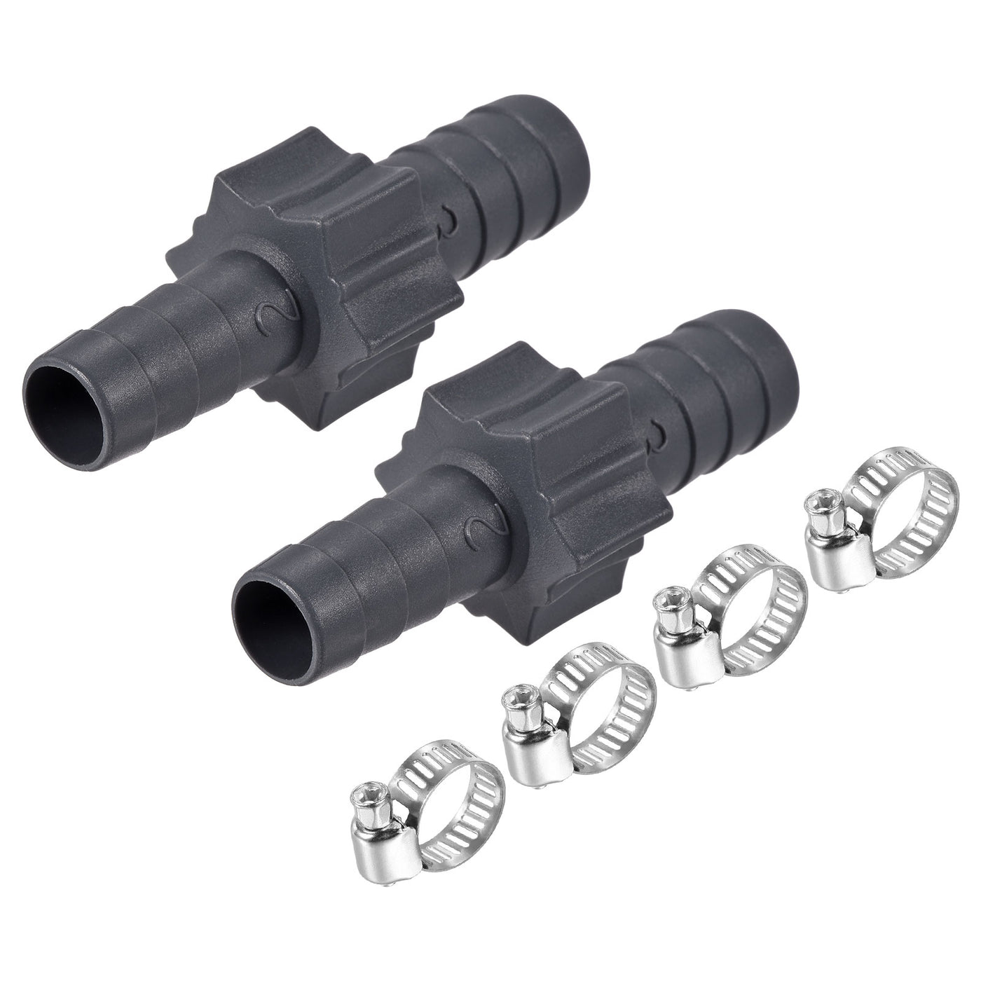 Harfington Barb Hose Fitting 14mm to 12mm Straight Coupler Quick Connector Adapter with 9-16mm Adjustable Clamps for Water Fuel Air Oil Gas, 2 Set
