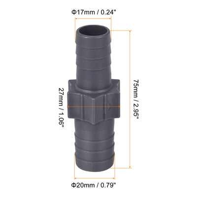 Harfington Barb Hose Fitting 20mm to 17mm Straight Coupler Quick Connector Adapter for Water Fuel Air Oil Gas, Pack of 3