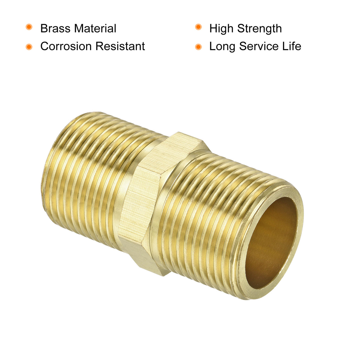 Harfington Brass Pipe Fitting G3/4 Male Thread 50mm Hex Connector Pipe Adapter 3 Pack