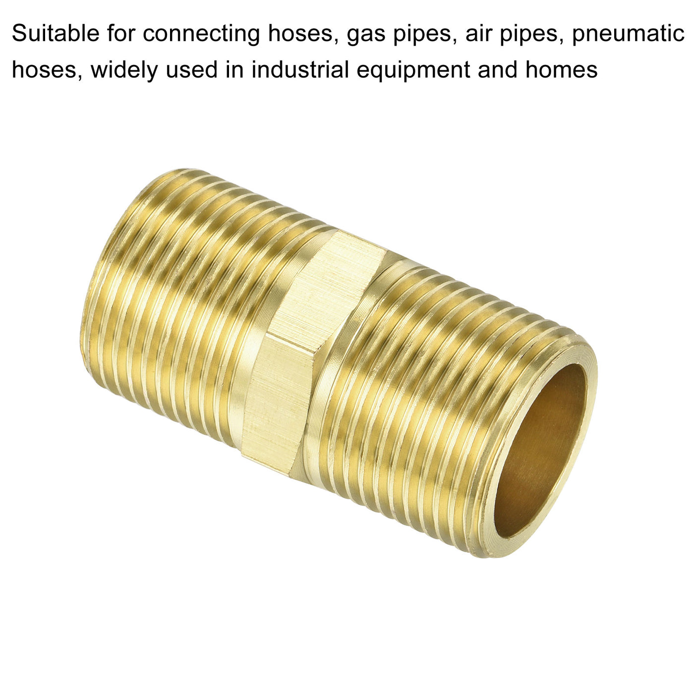Harfington Brass Pipe Fitting G3/4 Male Thread 50mm Hex Connector Pipe Adapter 3 Pack