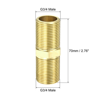 Harfington Brass Pipe Fitting G3/4 Male Thread 70mm Hex Connector Pipe Adapter