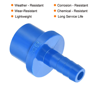 Harfington 3Pcs PVC Pipe Fitting 8mm Barbed x 20mm OD Spigot Straight Hose Connector Blue