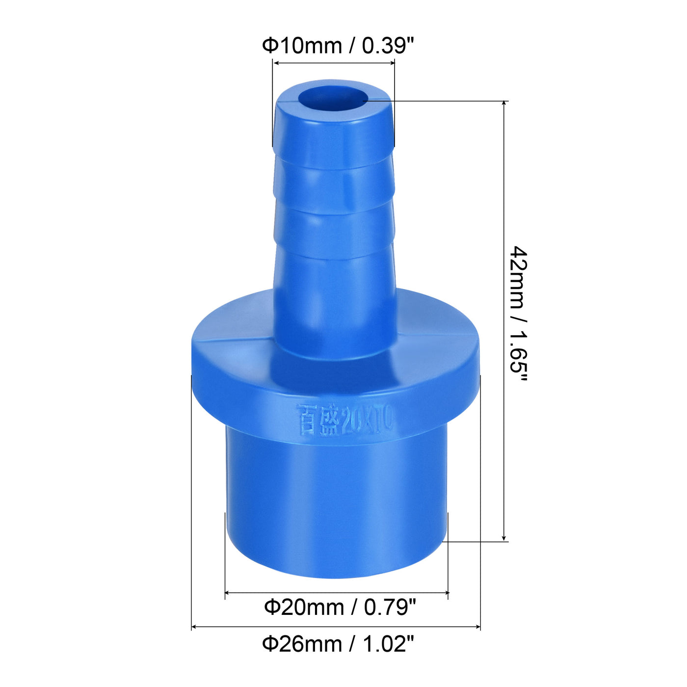 Harfington PVC Pipe Fitting 10mm Barbed x 20mm OD Spigot Straight Hose Connector Blue