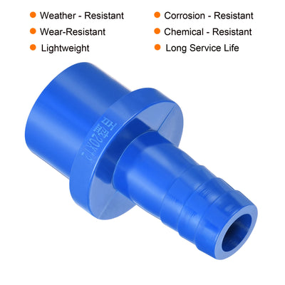 Harfington 2Pcs PVC Pipe Fitting 12mm Barbed x 20mm OD Spigot Straight Hose Connector Blue