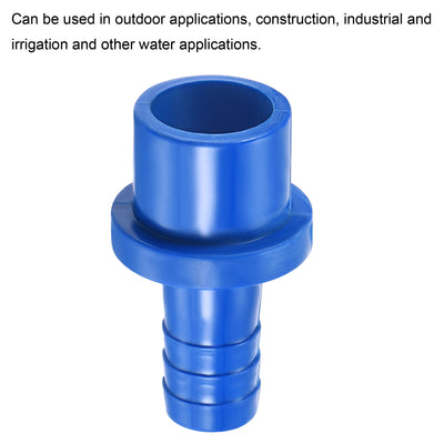 Harfington 3Pcs PVC Pipe Fitting 12mm Barbed x 20mm OD Spigot Straight Hose Connector Blue