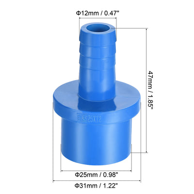 Harfington 2Pcs PVC Pipe Fitting 12mm Barbed x 25mm OD Spigot Straight Hose Connector Blue