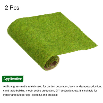 Harfington Artificial Grass Mat 3" x 10" Yellow Green Realistic Fake Turf for Garden Lawn Decoration Sand Table Model 2pcs