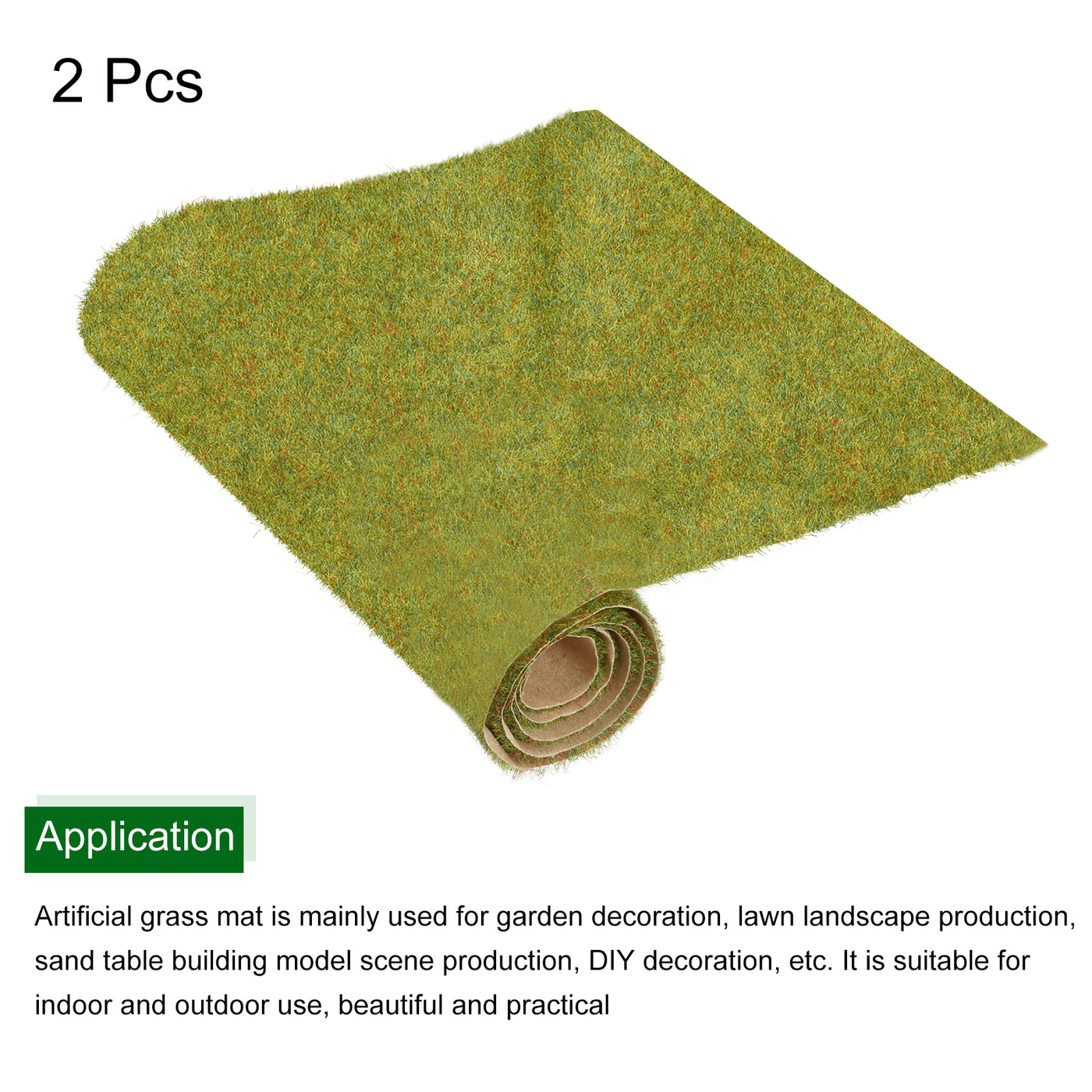 Harfington Artificial Grass Mat 3" x 10" Lawn Green Realistic Fake Turf for Garden Lawn Decoration Sand Table Model 2pcs
