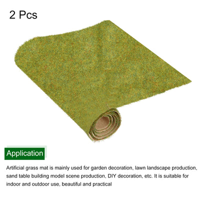 Harfington Artificial Grass Mat 3" x 10" Lawn Green Realistic Fake Turf for Garden Lawn Decoration Sand Table Model 2pcs