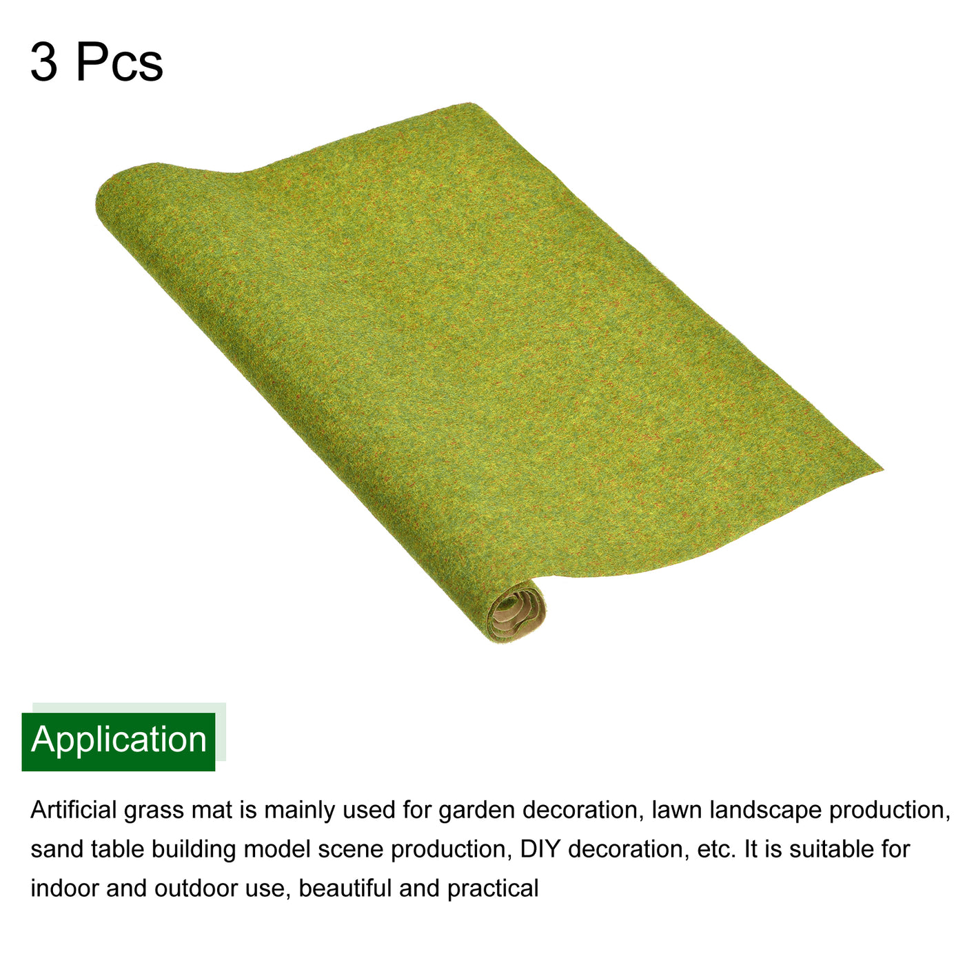 Harfington Artificial Grass Mat 13.8" x 19.7" Lawn Green Realistic Fake Turf for Garden Lawn Decoration Sand Table Model 3pcs