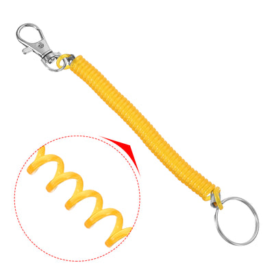 Harfington 6.7" Spiral Retractable Spring Coil Keychain, 2 Pack Stretch Cord Key Ring for Keys Wallet Cellphone, Yellow Purple