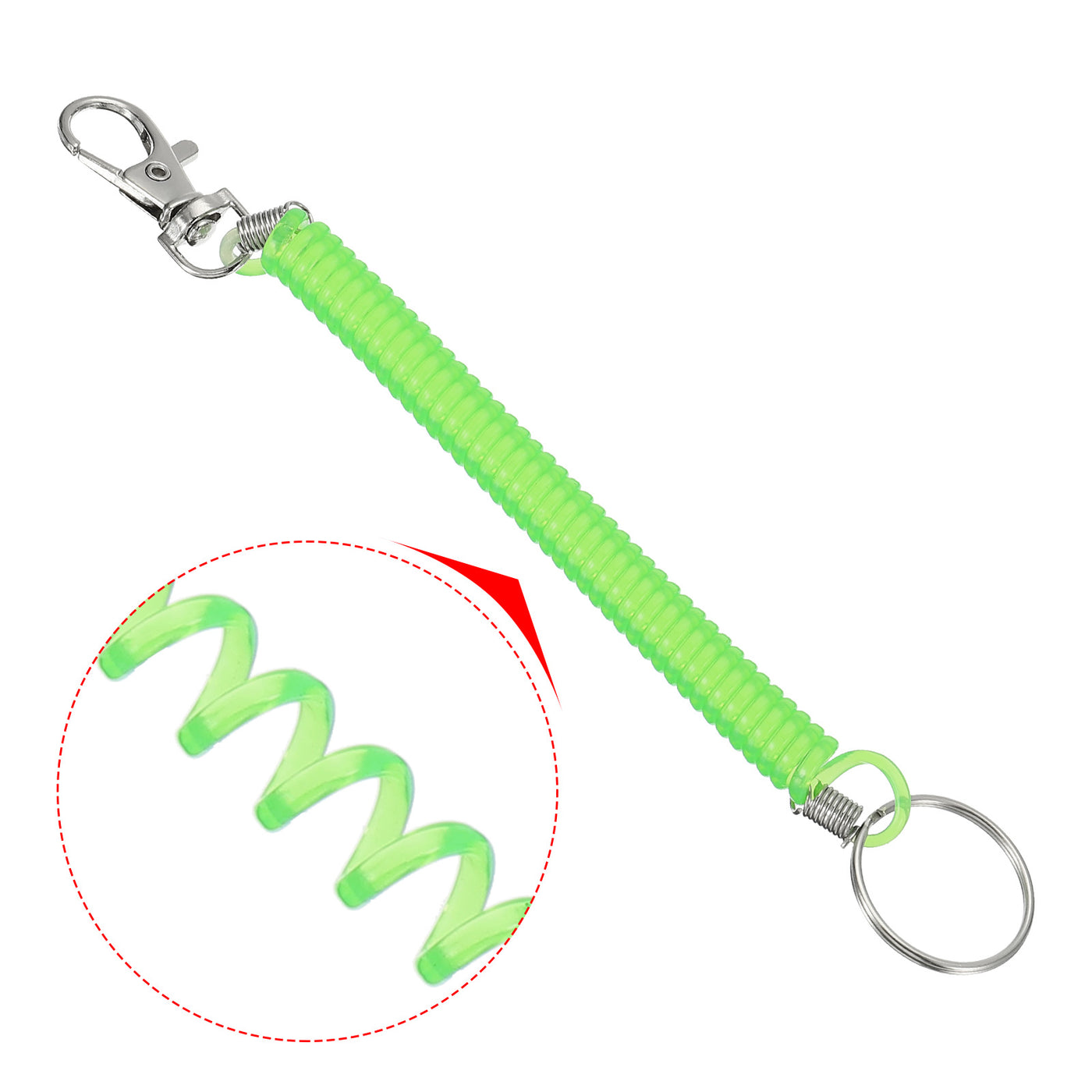 Harfington 6.7" Spiral Retractable Spring Coil Keychain, 2 Pack Stretch Cord Key Ring for Keys Wallet Cellphone, Black Green