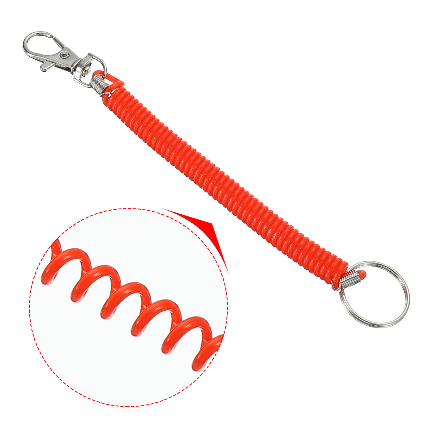 Harfington 6.7" Spiral Retractable Spring Coil Keychain, 6 Pack Stretch Cord Key Ring for Keys Wallet Cellphone, Red Yellow Black