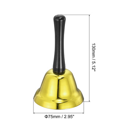Harfington Uxcell Loud Hand Bell, 65mm(2.56") Dia. Dinner Bell for Classroom, Service, Gold Tone