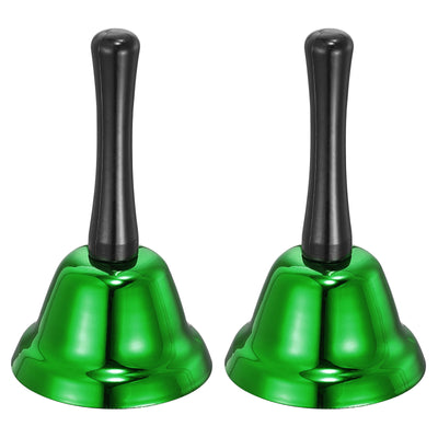 Harfington Uxcell Loud Hand Bell, 2pcs 75mm(2.95") Dinner Bell for Classroom, Service, Green