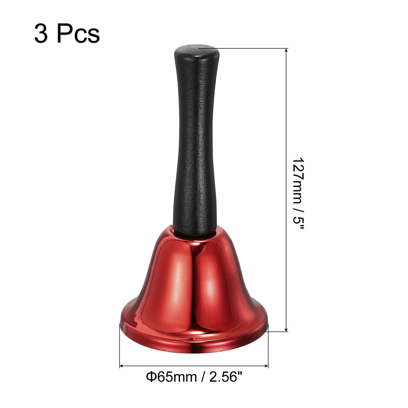 uxcell Uxcell Loud Hand Bell, 3pcs 65mm(2.56") Dia. Dinner Bell for Classroom, Service, Red