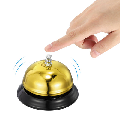 Harfington Uxcell Desk Bell, 85mm(3.35") Dinner Bell for Restaurants, Service, Gold Tone