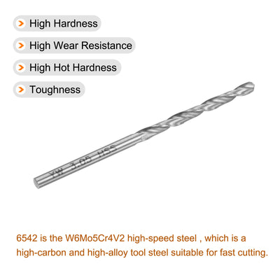 Harfington Uxcell 10 Pcs 3.05mm High Speed Steel Drill Bits, Fully Ground 60mm Length Drill Bit