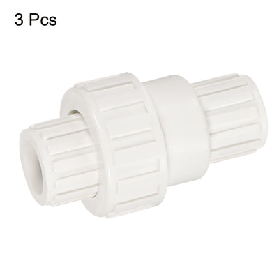 Harfington Check Valves 20mm Inner Dia. Slip End Spring Inline Hose Connector for Water Tank Pump, PVC White Pack of 3