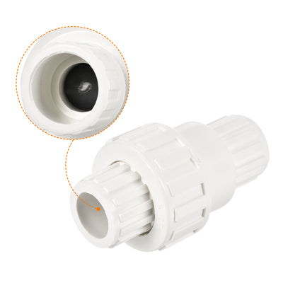 Harfington Check Valves 20mm Inner Dia. Slip End Spring Inline Hose Connector for Water Tank Pump, PVC White Pack of 3