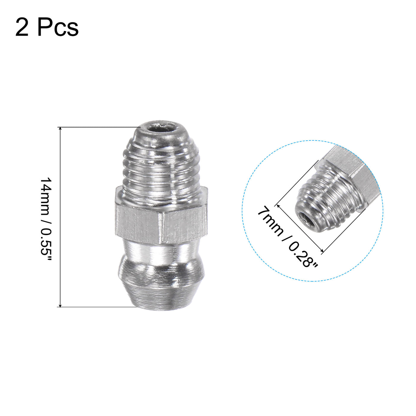 uxcell Uxcell 2Pcs Metric Stainless Steel Straight Hydraulic Grease Fitting M6 x 0.75mm Thread