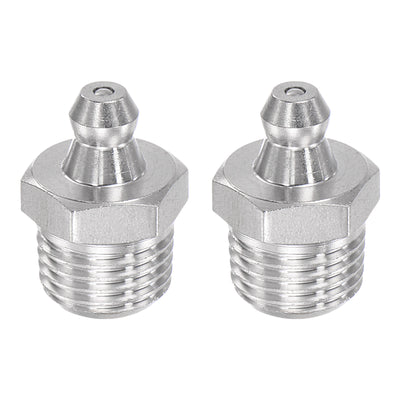 Harfington Uxcell 2Pcs Stainless Steel Straight Hydraulic Grease Fitting G1/4 Thread