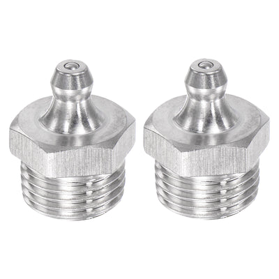 Harfington Uxcell 2Pcs Metric Stainless Steel Straight Hydraulic Grease Fitting M16 x 1.5mm Thread