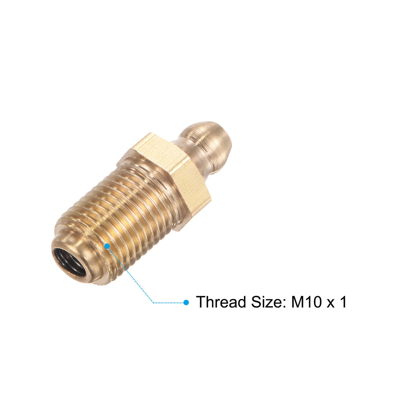 uxcell Uxcell 2Pcs Metric Brass Straight Hydraulic Grease Fitting M10 x 1mm Lengthened Thread