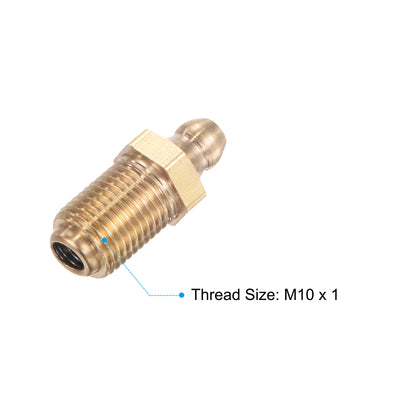 Harfington Uxcell 2Pcs Metric Brass Straight Hydraulic Grease Fitting M10 x 1mm Lengthened Thread