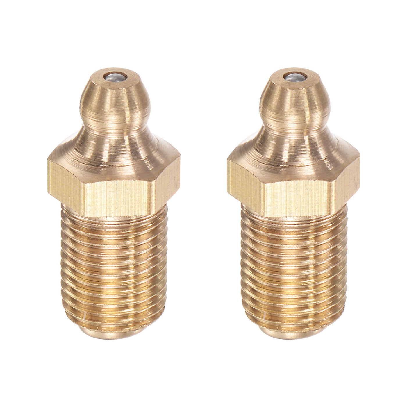 uxcell Uxcell 2Pcs Metric Brass Straight Hydraulic Grease Fitting M10 x 1mm Lengthened Thread
