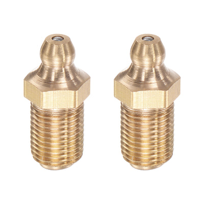 Harfington Uxcell 2Pcs Metric Brass Straight Hydraulic Grease Fitting M10 x 1mm Lengthened Thread