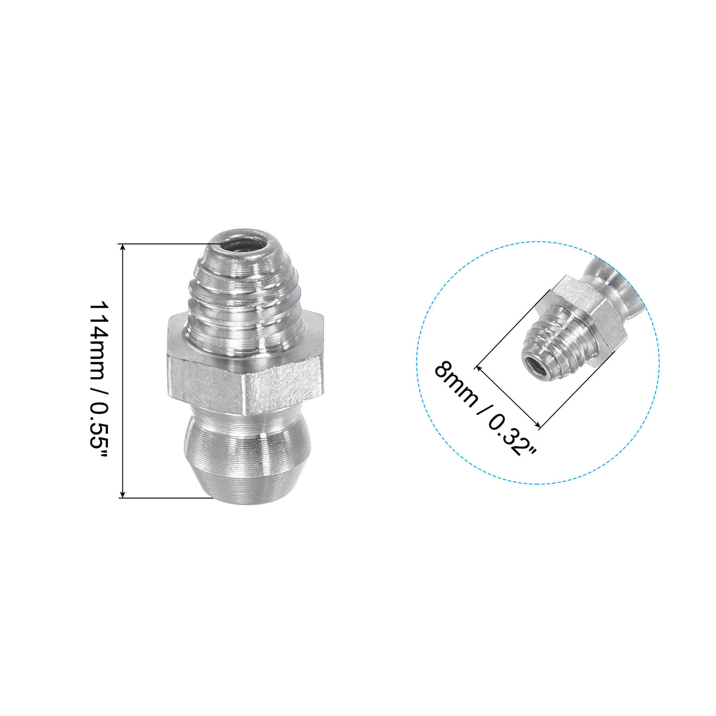uxcell Uxcell 2Pcs Metric 304 Stainless Steel Straight Grease Fitting M6 x 1mm Thread