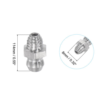 Harfington Uxcell 2Pcs Metric 304 Stainless Steel Straight Grease Fitting M6 x 1mm Thread