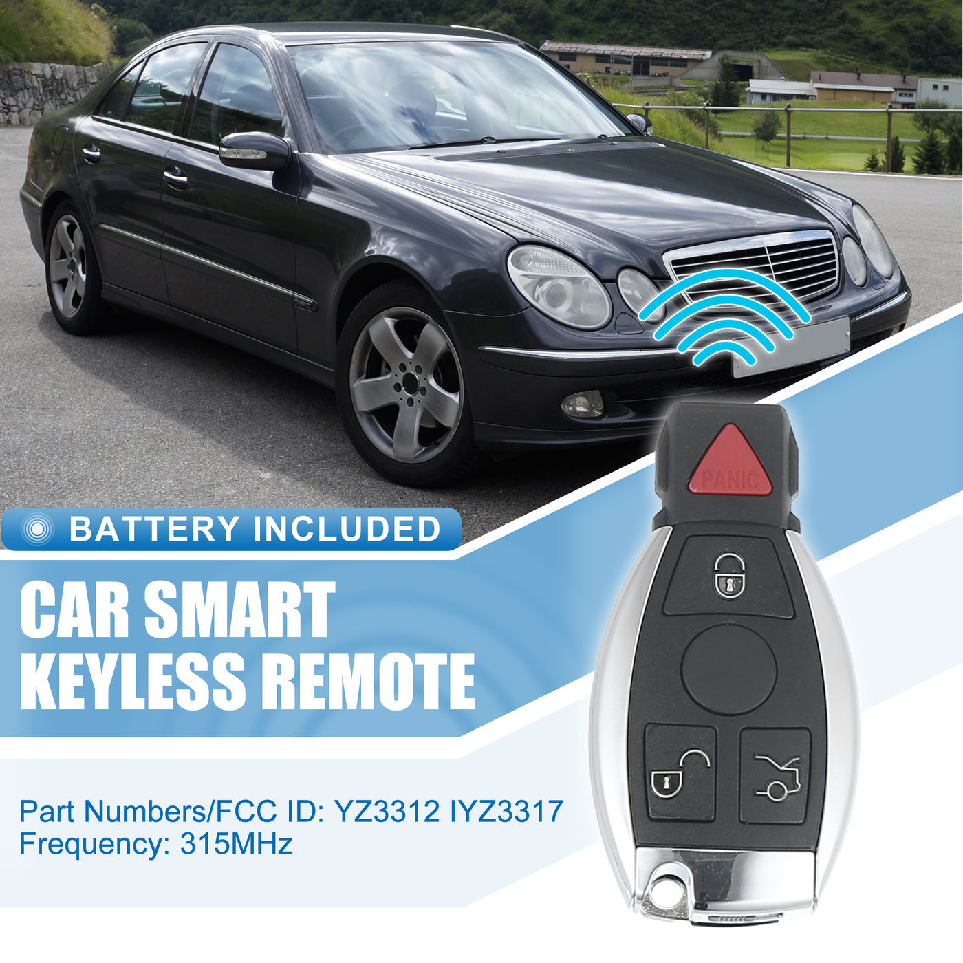 X AUTOHAUX 4 Button Car Keyless Entry Remote Control Key Fob Proximity Smart Fob  IYZ3317 for Mercedes 315MHz