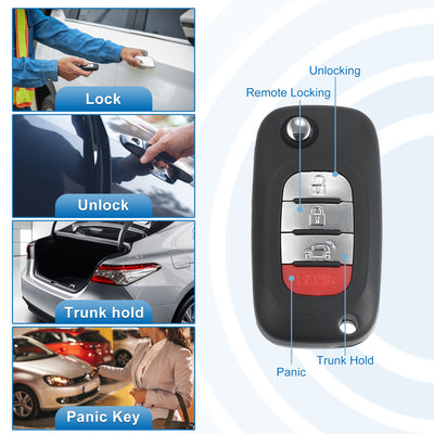 Harfington Car 4 Button Flip Car Keyless Entry Remote Control Key Fob Proximity Smart Fob CWTWB1G767 for Smart Forfour 2015-2017  Fortwo 2015-2017 433MHz Chip 4A