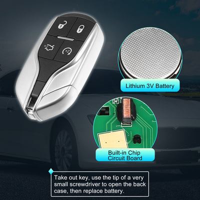 Harfington 433MHz M3N-7393490 Replacement Smart Proximity Insert Keyless Entry Remote Key Fob for Ghibli 2014-2018 for Quattroporte 2012-2018 for Levante 2017-2020 4 Buttons 46 Chip