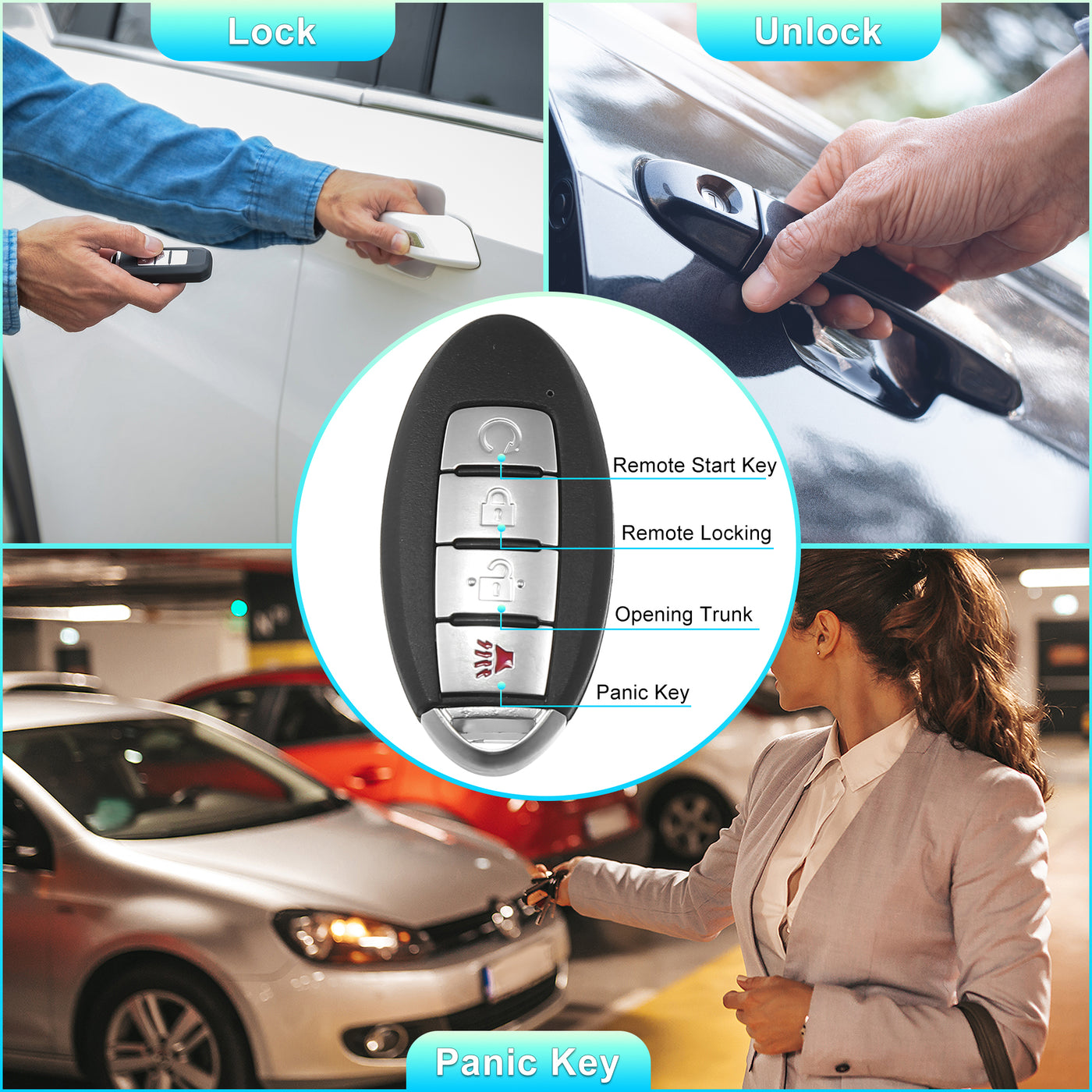 X AUTOHAUX 434MHz KR5TXN3 Replacement Smart Proximity Insert Keyless Entry Remote Key Fob for Nissan Rogue Sport 2019-2020 4 Buttons 4A Chip 285E3-5RA6A
