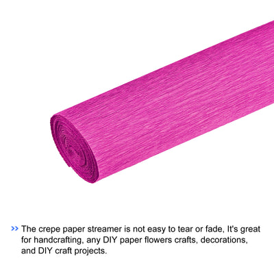 Harfington Crepe Paper Roll Crepe Paper Decoration 7.5ft Long 20 Inch Wide, Fuchsia