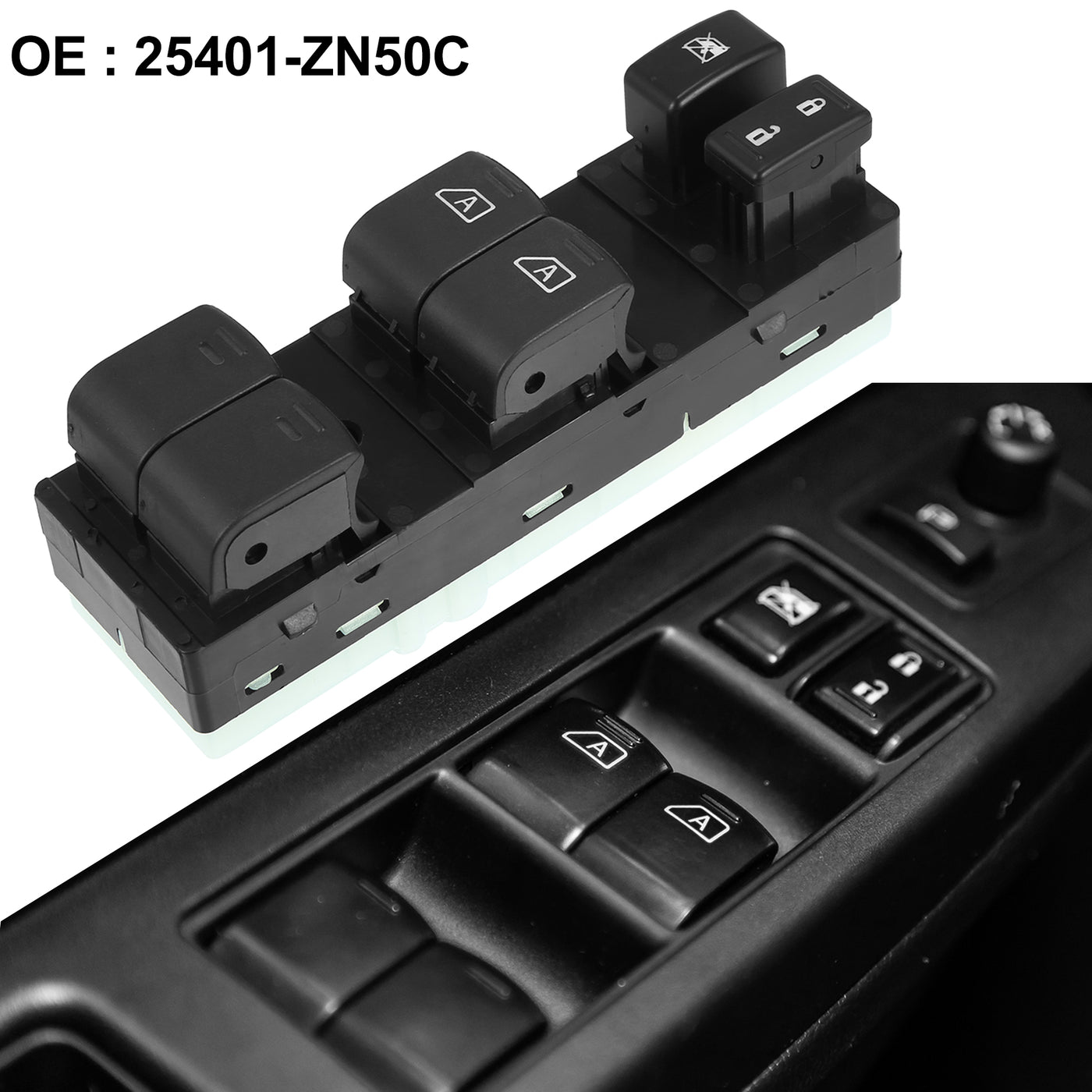 X AUTOHAUX 25401-ZN50C Front Left Drive Side Car Power Window Switch Lift Button Panel Master Control Switch for Nissan Altima 2007-2012